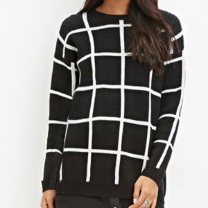 Black and White Grid patterned sweater